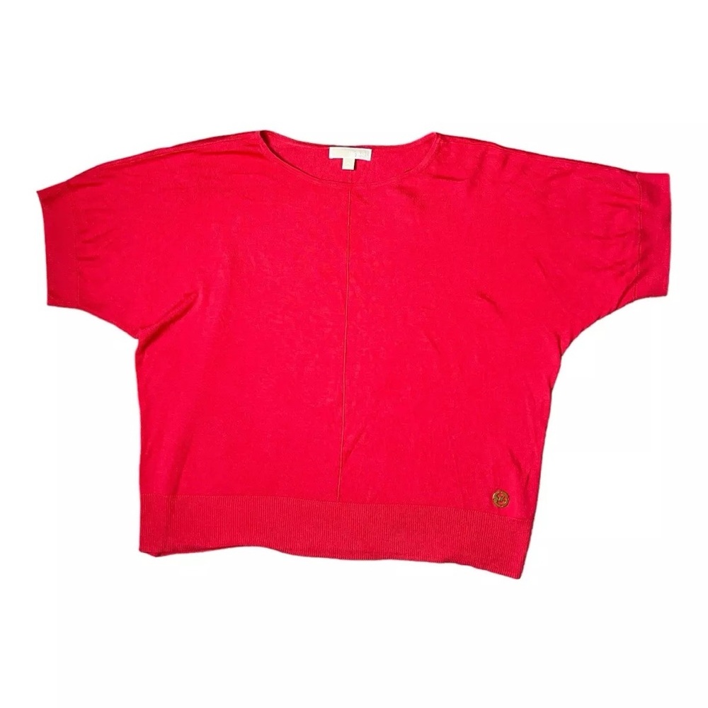 Michael kors Women Sweater Boomerang Red Kimono Sleeve Boatneck Size XL